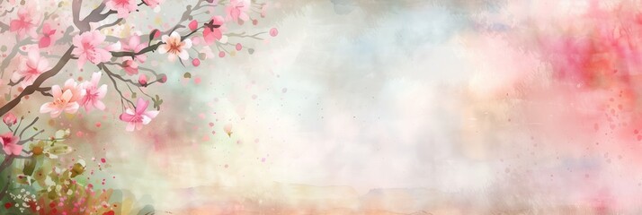 Obraz na płótnie Canvas Watercolor Floral Sakura Background for Artistic Design