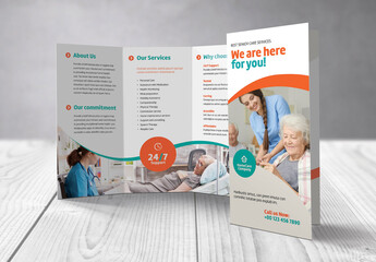 Medical Home Care Business Trifold Flyer Template - obrazy, fototapety, plakaty