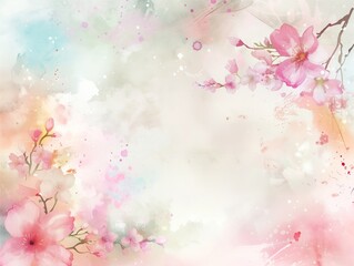  Watercolor Floral Sakura Background for Artistic Design - obrazy, fototapety, plakaty