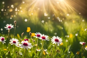 Obraz na płótnie Canvas Meadow flowers in the sun in spring