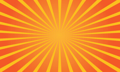 Fototapeta premium Orange rays texture background, Sunburst Ra Radial. Summer retro sun rays yellow background, Banner. Vector Illustration