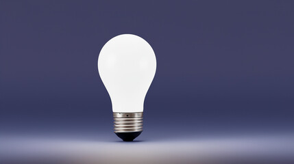 White light bulb on bright dark background. Minimalist concept, bright idea concept, isolated lamp. 3d render illustration