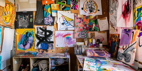 Abstract Art Explosion in Studio Space