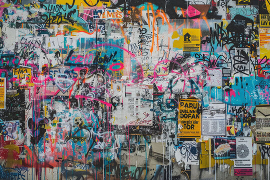 Vivid Graffiti Wall with Diverse Urban Art