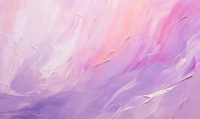 Fototapeta premium Closeup of abstract rough colorful Violet Baby pink beige colors art painting texture background wallpaper, Generative AI