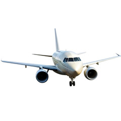 flying airplane set of realistic images on transparent background