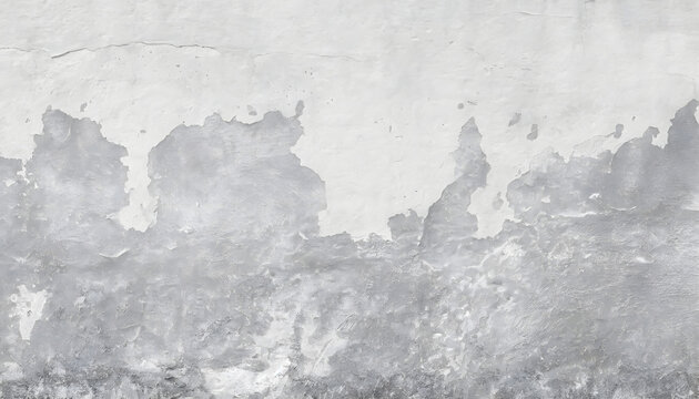 Panorama of Old cement wall painted white, peeling paint texture and background. Generative AI.