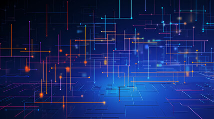 Fototapeta premium Tech Grid Artificial Intelligence Abstract Background