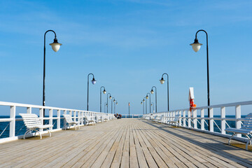 pier on the beach pier, sky, water, beach