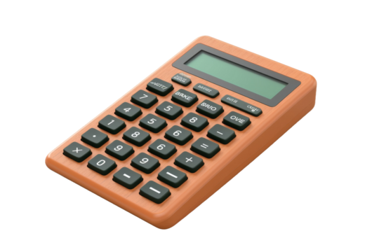 Orange Calculator on White Background. On a White or Clear Surface PNG Transparent Background.