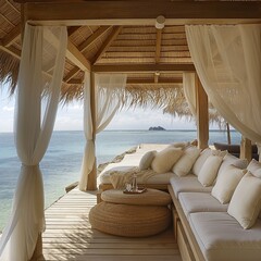 Fototapeta na wymiar Luxurious cabana on the beach