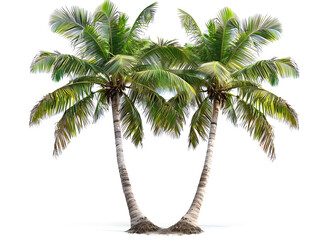 Two coconut tree isolated on white background with clipping path