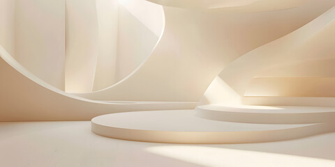 Sculptural abstract backdrop featuring minimalist curves and smooth surfaces, providing an elegant setting for product presentation