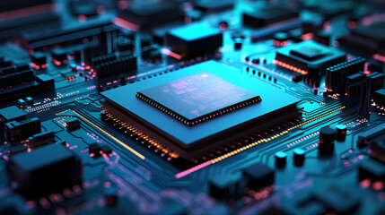 Main microchip on the motherboard - obrazy, fototapety, plakaty