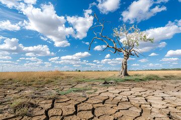 Spękana ziemia spowodowana długotrwałą suszą