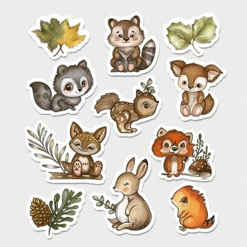 set Stickers of funny animals