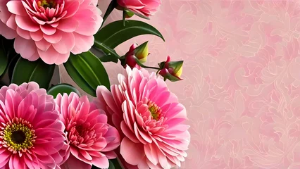 Tuinposter Flowers, pink, card, greeting card, daisy, blossom, spring, petals, floral, beautiful ,pink gerber daisy,  Background, wallpaper, HD © Every