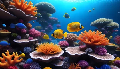 Foto op Aluminium Coral reef with fish in sea © Aqib