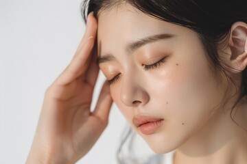 Fototapeta premium 頭痛で体調が悪い女性（風邪・自律神経・五月病・体調不良）