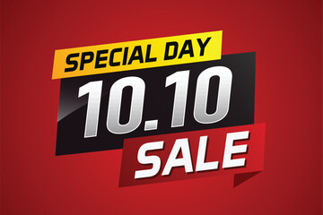 10.10 Special day sale word concept vector illustration with ribbon and 3d style for use landing page, template, ui, web, mobile app, poster, banner, flyer, background, gift card, coupon

