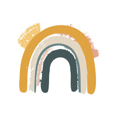 Hand drawn Abstract Rainbows boho style vector illustration 