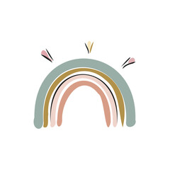 Hand drawn Abstract Rainbows boho style vector illustration 