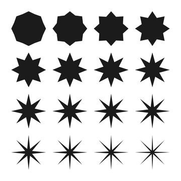 Eight Point Zigzag Edge Star Shapes