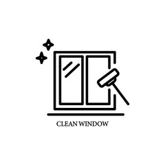 Clean window icon. Thin line clean window, car icon from cleaning collection. Outline vector isolated on white background. Editable clean window symbol can be used web and mobile
