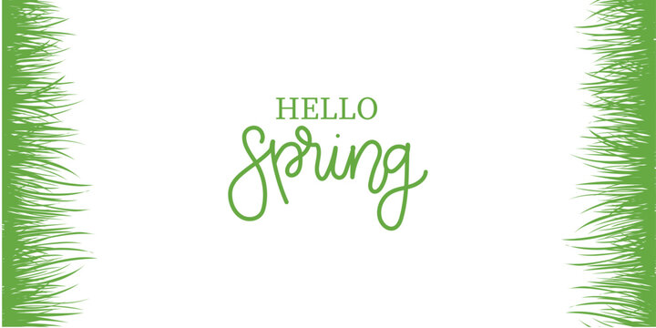 Hello spring.Green spring background with place for text. Vector illustration.