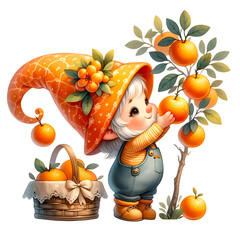 Gnome orange with orange tree 