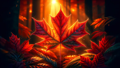 Fall's Embrace: Maple Leaf in Warm Autumnal Glow