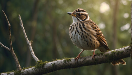 Fototapeta premium Skylark sitting on a tree 