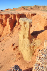 View on Bayanzag Flaming Cliffs  on the Mongolian Gobi desert containing fossils of jurassic...