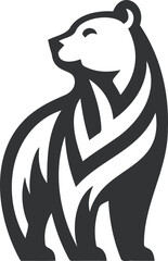 Stylized Black and White Bear Logo Design Illustration