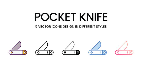 Pocket Knife icons in different style vector stock illustration - obrazy, fototapety, plakaty