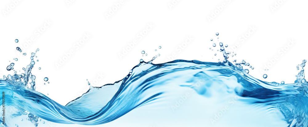 Poster Dynamic wave of clear water flowing gracefully, cut out