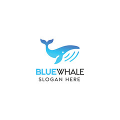 Stylized Blue Whale Logo Design for a Marine-Themed Brand