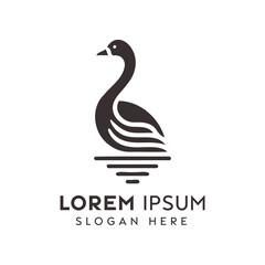 Elegant Swan Logo Design With Reflection and Slogan Space on White Background