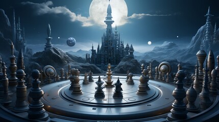 A cosmic chess match where planets and moon