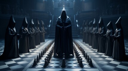 A cosmic chess match where planets and moon