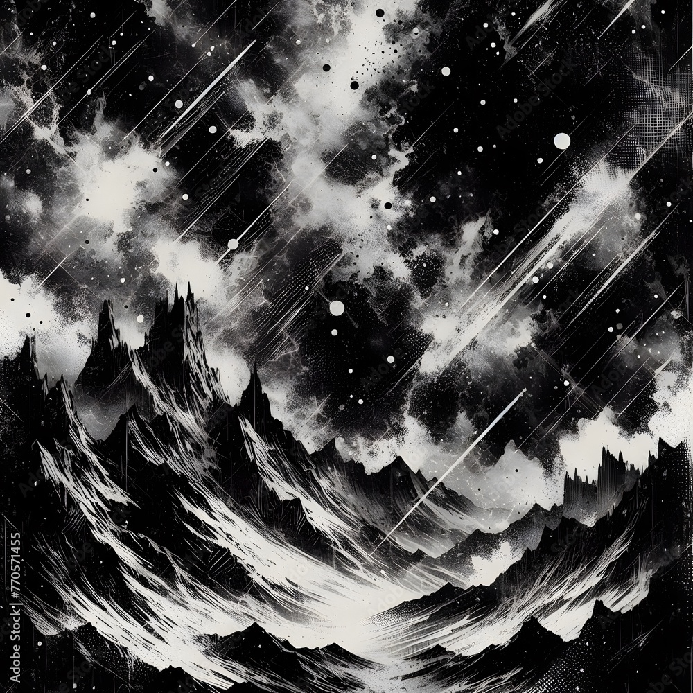 Poster grunge background with space, planets, stars and abstract textures generated by ai