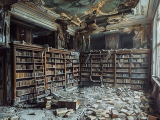 An abandoned and disorganized library