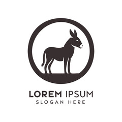 Elegant Donkey Silhouette Inside a Circular Frame - Logo Design Concept