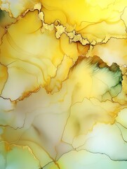 Ethereal Amber Waves Abstract Art - Alcohol Ink Technique