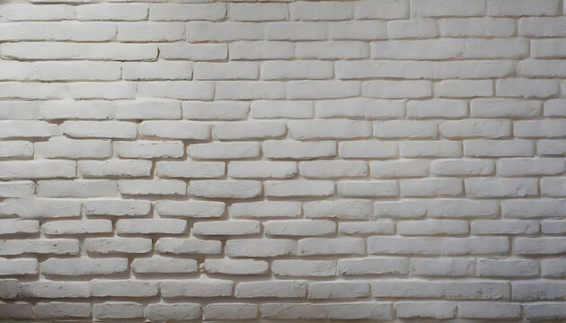 White painted old brick Wall panoramic background. Generative AI.