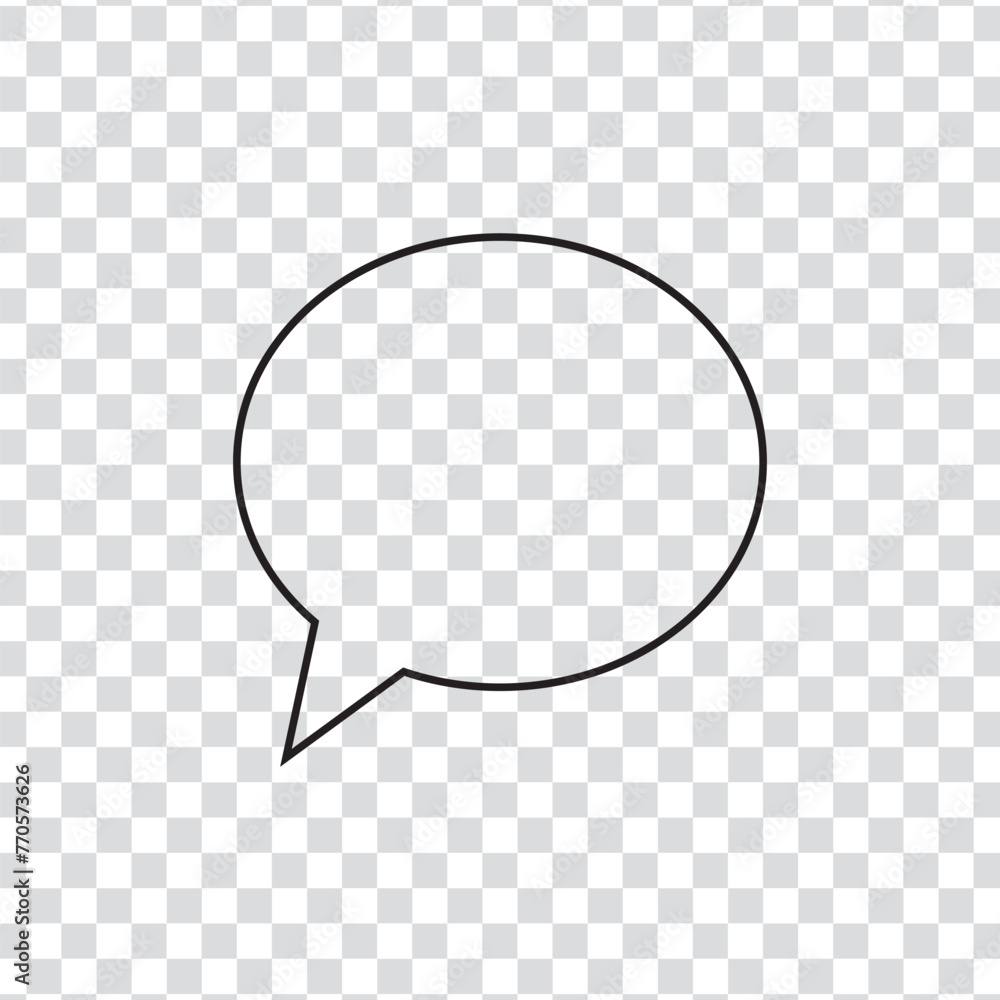 Poster speech bubble line vector icon on transparent background, comic speech bubble isolated sticker vecto