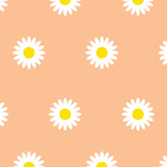 Seamless Pattern Daisy flower, White chamomile camomile pattern, Wrapping paper textile template, Vector illustration