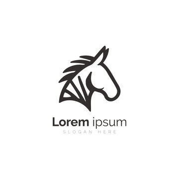 Elegant Horse Head Logo Design With Abstract Geometric Elements and Placeholder Text