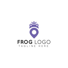 Innovative Frog Logo Design With Crown and Location Pin Motif