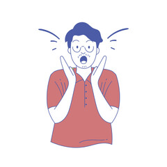 illustration of surprised man. Surprised expression. Vector illustration in cartoon style